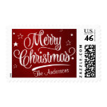 Merry Christmas Retro Script Holiday Postage