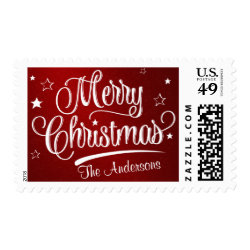 Merry Christmas Retro Script Holiday Postage