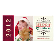 Merry Christmas Retro Typography Photocards Photo Cards