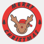 Merry Christmas Rudolf annuitant with tree Sticker