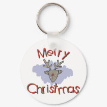 Merry Christmas Rudolph Doodle keychains