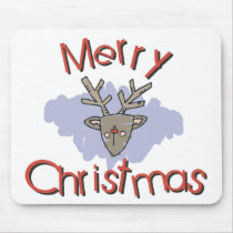 Merry Christmas Rudolph Doodle mousepads
