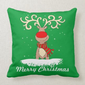 Merry Christmas Rudolph reindeer throw pillow