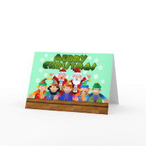 Merry Christmas Santa and Elves cards