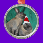 Merry Christmas Santa Bunnies Happy New Year too ornaments