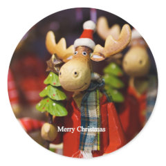 Merry Christmas Santa Claus Moose Sticker