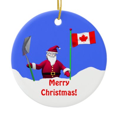 Merry Christmas Santa in Canada Christmas Tree Ornament