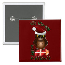 "Merry Christmas" Santa Owl buttons