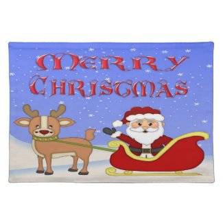 Merry Christmas Santa Place Mat Cloth Place Mat