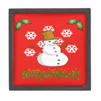 Merry Christmas School Snowman Premium Trinket Box
