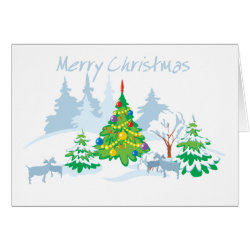 Merry Christmas Serene Goats Greeting Card