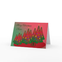 Merry Christmas Sister: Red and Green Tree Greeting Card