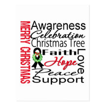 Merry Christmas Skin Cancer Ribbon Collage Postcards