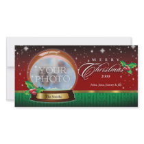 Merry Christmas Snow Globe Customizable 2 photo cards