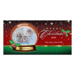 Merry Christmas Snow Globe Customizable 2 Photo Greeting Card
