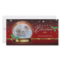 Merry Christmas Snow Globe Customizable 4 photo cards