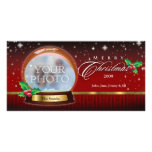 Merry Christmas Snow Globe Customizable 4 Photo Card Template