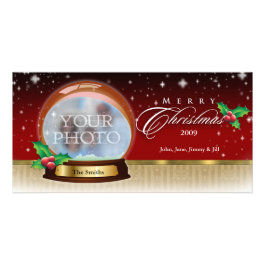 Merry Christmas Snow Globe Customizable 6 Picture Card