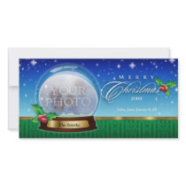 Merry Christmas Snow Globe Customizable 8 photo cards