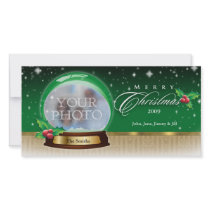 Merry Christmas Snow Globe Customizable GB Photo Card
