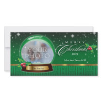 Merry Christmas Snow Globe Customizable photo cards
