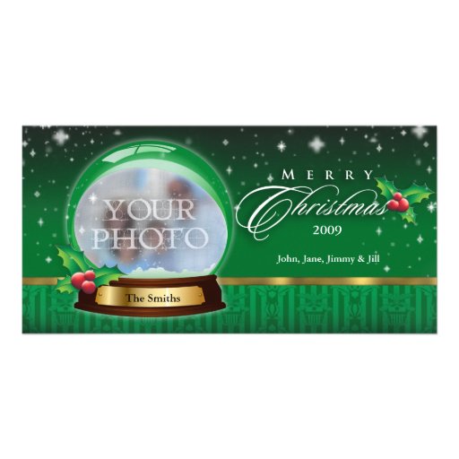 Merry Christmas Snow Globe Customizable Photo Card Template