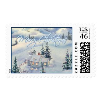 MERRY CHRISTMAS SNOW SCENE by SHARON SHARPE Stamp