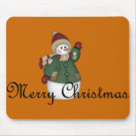 Merry Christmas Snowman Dressed Mousepad mousepads
