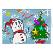 Merry Christmas Snowman Greeting Card