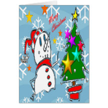 Merry Christmas Snowman Greeting Card