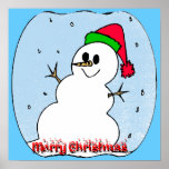 Merry Christmas Snowman Poster