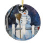 Merry Christmas Snowman Sled Ornament