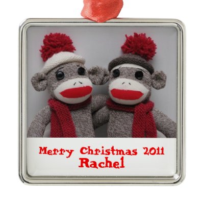 Merry Christmas Sock Monkey Ornament