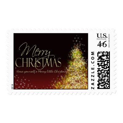 Merry Christmas Sparkle Tree Postage Stamp