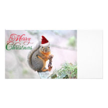 Merry Christmas Squirrel Customized Photo Card