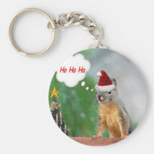 Merry Christmas Squirrel Saying Ho Ho Ho! Keychains