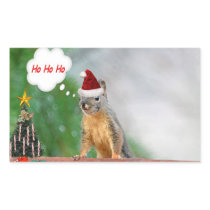 Merry Christmas Squirrel Saying Ho Ho Ho! Rectangular Stickers