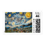 Merry Christmas Starry Night by Van Gogh repainted Postage