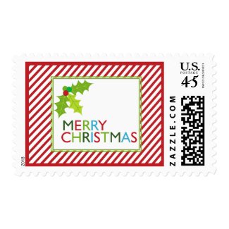 Merry Christmas Stripes Postage Stamps