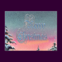 MERRY CHRISTMAS SUNSET by SHARON SHARPE postcards