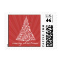 merry christmas swirly tree postage