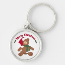 Merry Christmas Teddy Bear Keychains
