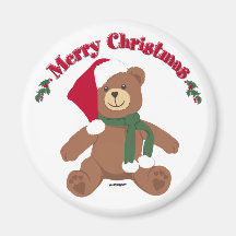 Merry Christmas Teddy Bear Magnets