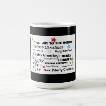 Merry Christmas Text Mug with Black Background