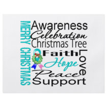 Merry Christmas Thyroid Cancer Ribbon Collage Flyer Design