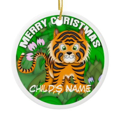 Merry Christmas Tiger Christmas Ornaments