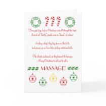 Merry Christmas to All and to All a MASSAGE! Cards