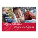Merry Christmas to you and yours red 3 photos Cards