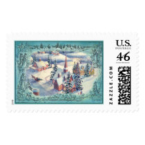 MERRY CHRISTMAS TOWN by SHARON SHARPE Postage Stamp