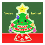 Merry Christmas Tree Kawaii Party Invitation